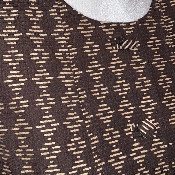 Brown & Cream Fitted Round Collar Button Jacket - Picture 2 of 9